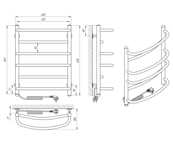 Рушникосушарка електрична Evro-Termo Піанно П6 450х600 Л П S3