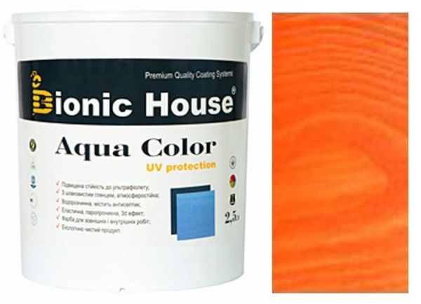 Лазур Bionic House лесуюча універсальна Aqua Color UV protect ірис шовковистий мат 2,5 л