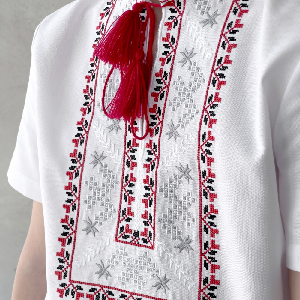 Вышиванка для мальчиков Эдельвика р.140 белый 163-25/09