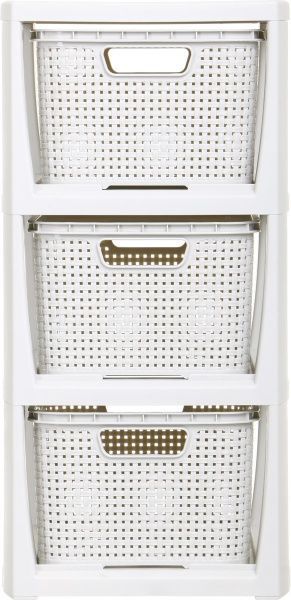 Комод пластиковая BranQ 1725-1 органайзер Rattan білий 510x296x241 мм