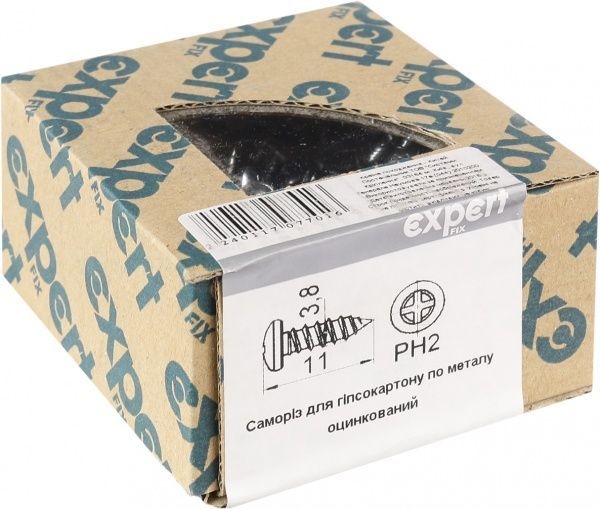 Саморіз по металу для гіпсокартону 3.8x11 мм 500 шт EXPERT FIX