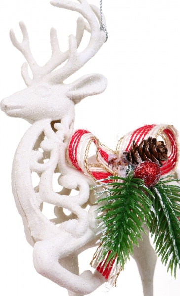 Декоративная подвеска Олень с декором 17 см HFF2023W белый