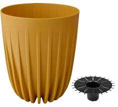 Кашпо пластиковое Ламела Мира 25х30 см круглый 7 л горчичный 