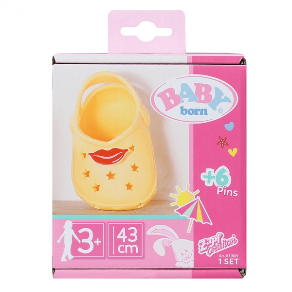 Обувь для куклы Zapf Baby Born Cандалии со значками (желтые) 831809-3