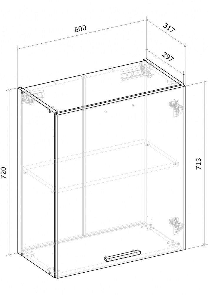 Шкаф верхний В1 60х72х30 МС Кашемир кашемир/кашемир Грейд