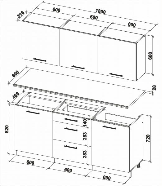 Кухня Грейд Билли МДФ 1,8 м 
