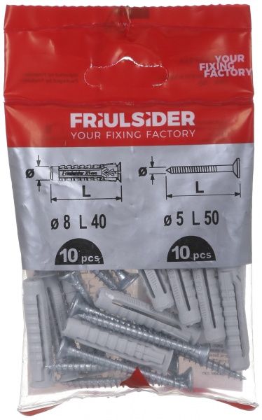 Дюбель универсальный с универсальным шурупом 8x40 мм 10 шт. Friulsider