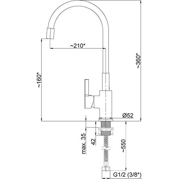 Змішувач для кухні Rubineta Flexy-33 BK FL30068