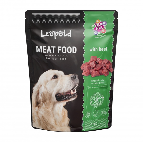 Корм влажный для всех пород Леопольд с говядиной 1250 г