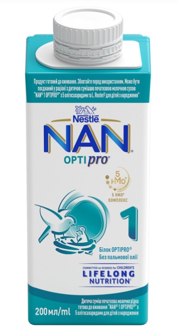 Смесь молочная жидкая NAN 1 Optipro с 5 олигосахаридами для детей с рождения 200 мл