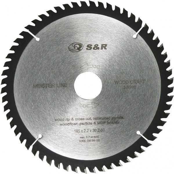 Пиляльний диск S&R WoodCraft 185x30x2.2 Z60 238060185