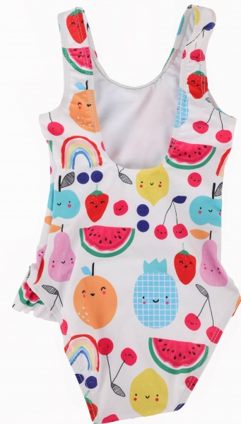 Купальник для девочек Фрукты р.122–128 белый 