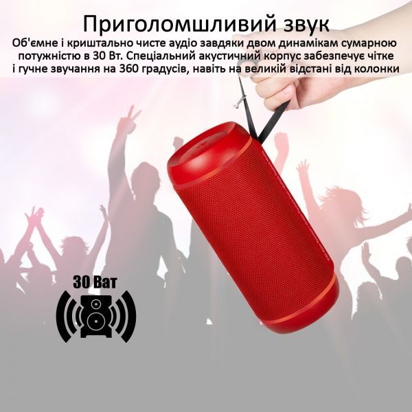 Портативна колонка Promate Silox-Pro 30W IPX6 2.0 red 