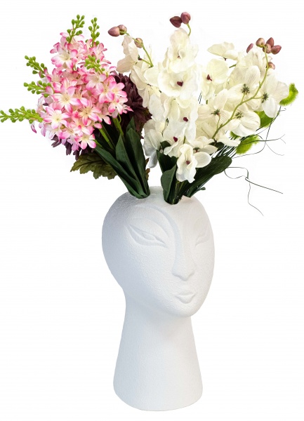 Ваза керамическая Nana ceramics Голова 43 см шелк белый 