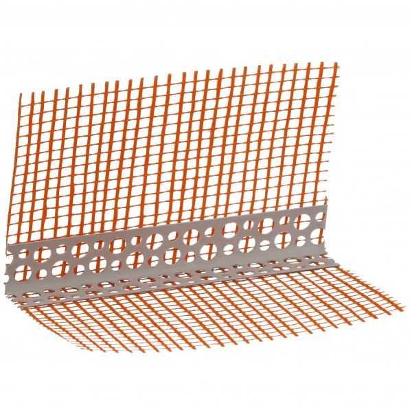 Уголок ПВХ фасадный перфорированный с сеткой ШТУКАТУР 100х100 мм 2,5 м 