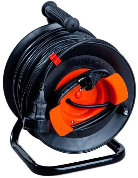 Подовжувач на котушці Леміра без заземлення 1 гн. чорний із червоним 70 м У16-03 2х1,5