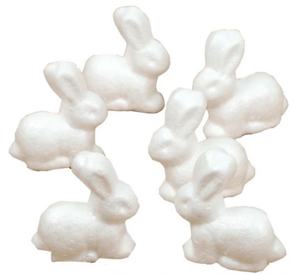 Декоративное изделие из пенопласта в виде кролика 6 см