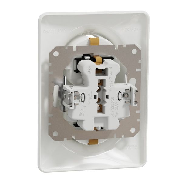 Розетка силовая двойная с заземлением Schneider Electric Sedna Design со шторками без крышки белый SDD311221