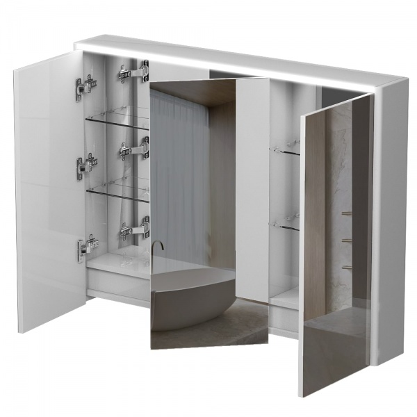 Дзеркальна шафа Aquarius Milano з LED-підсвічуванням 100 білий 