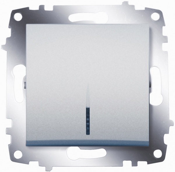 Вимикач одноклавішний ABB Cosmo з підсвіткою 10 А сірий металік 619-011000-201