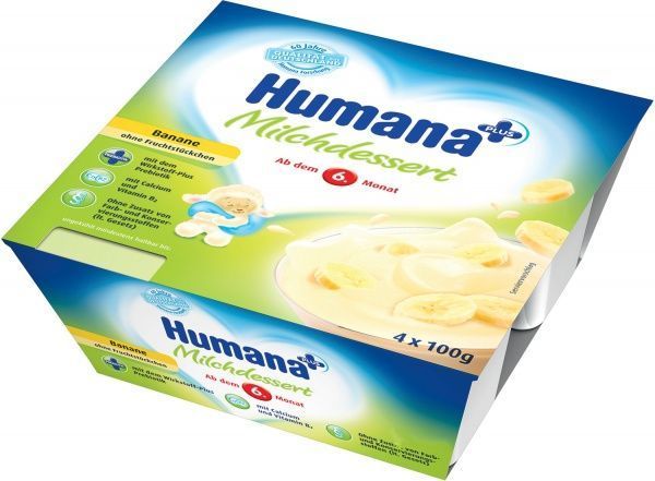 Кисломолочный продукт Humana с бананом и натуральными пребиотиками 4x100 г (4031244701091) 