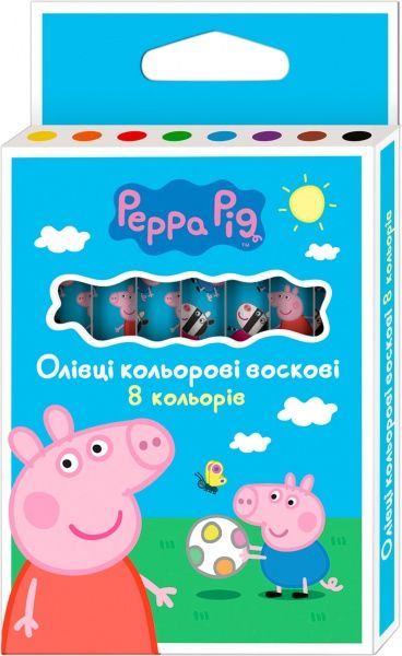 Олівці воскові Свинка Пеппа 8 кольорів Перо
