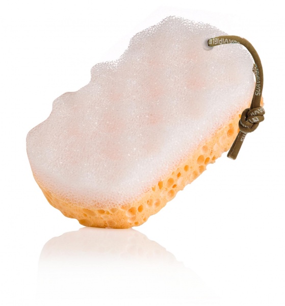 Мочалка масажна Suavipiel помаранчево-біла 