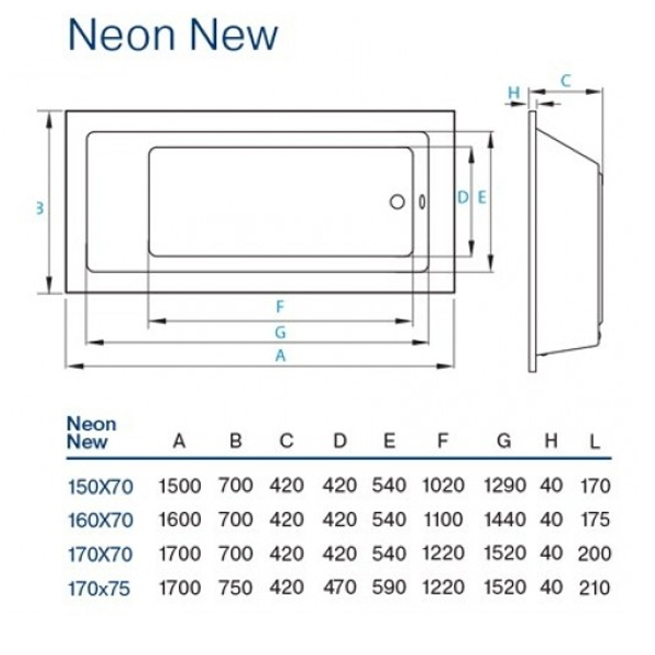 Ванна акриловая Koller Pool Neon new 170x75