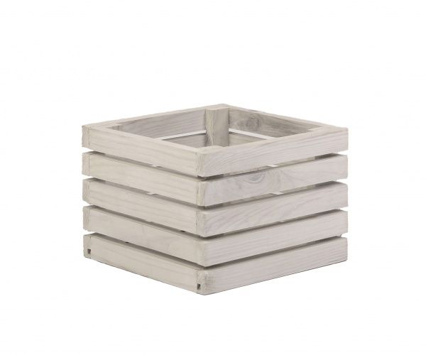 Кашпо деревянное Korobyaky 036 Лиссе мини 20х20х15 квадратный белый 