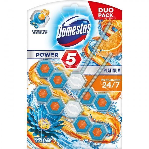 Туалетный блок Domestos Power 5 Лотос и апельсин 