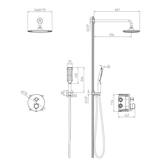 Душова система прихованого монтажу VOLLE SISTEMA P 1584.090801