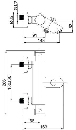Смеситель для ванны Rubineta Thermo-10 H10008