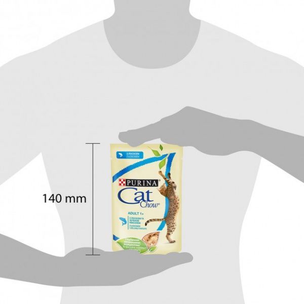 Корм Purina Cat Chow Adult 1+ с лососем и зеленой фасолью в желе 85 г