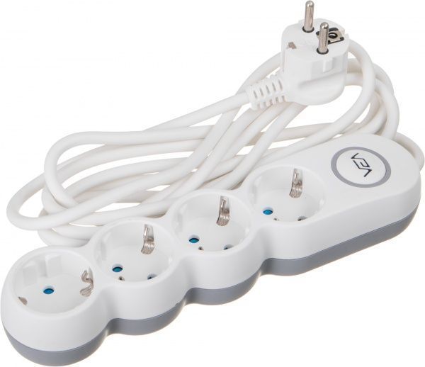 Удлинитель VEA VE2S4SWGR с заземлением 4 гн. белый 3 м 243103 