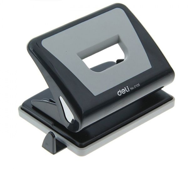 Дырокол с резиновыми вставками 15 листов серый Deli