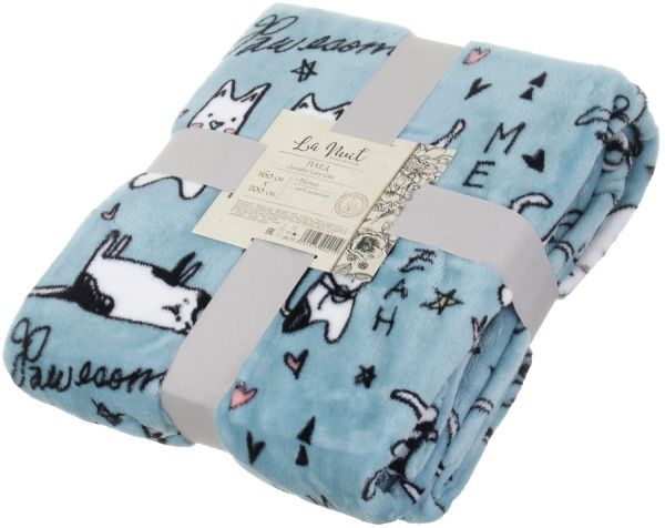 Плед Flannel Lazy Cats 160x200 см блакитний La Nuit 