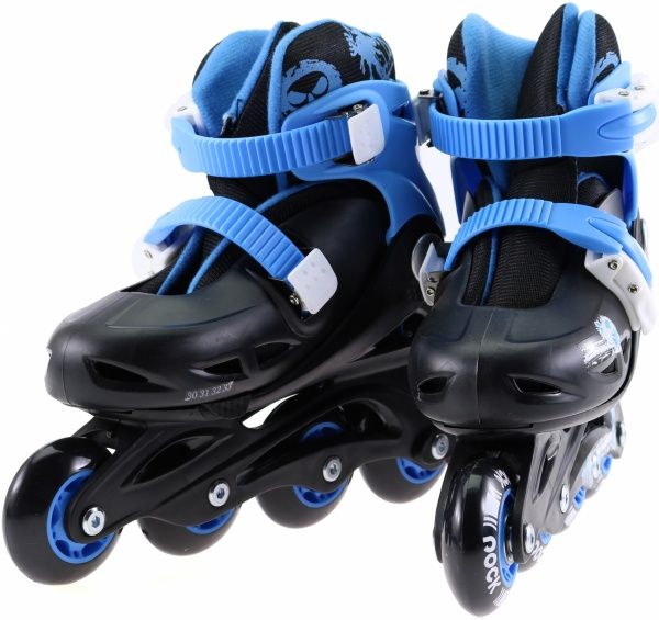 Роликовые коньки GW-369HB-C-6 р. 30-33 черный с синим