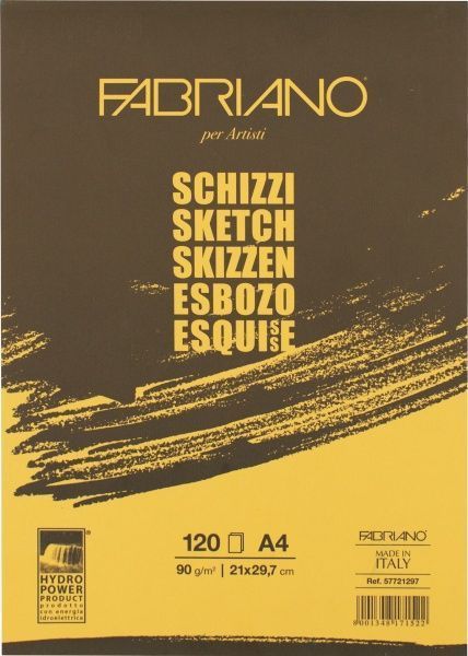 Склейка для экскизов Schizzi Sketch A4 21х29,7 см 90 г/м² 120 листов Fabriano