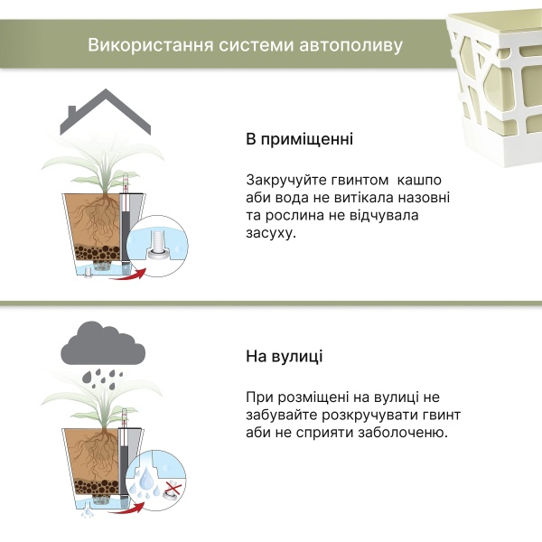 Вазон пластиковий Idel Quadro 17 см квадратний 4,3 л фісташковий (740040) 