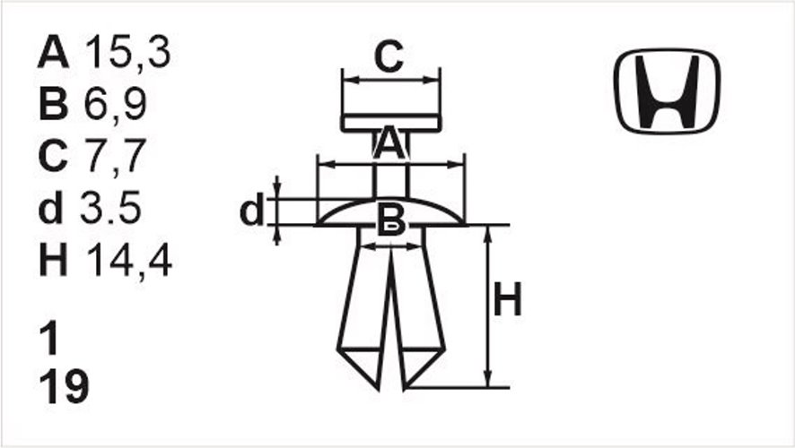 Клипса с резьбовым штырьком универсальная Romix (B22072)