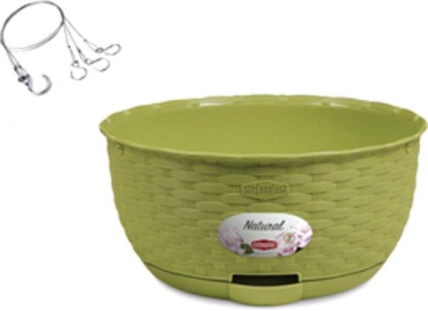 Кашпо пластикове Stefanplast Natural круглий 5,9л світло-зелений (75505) 