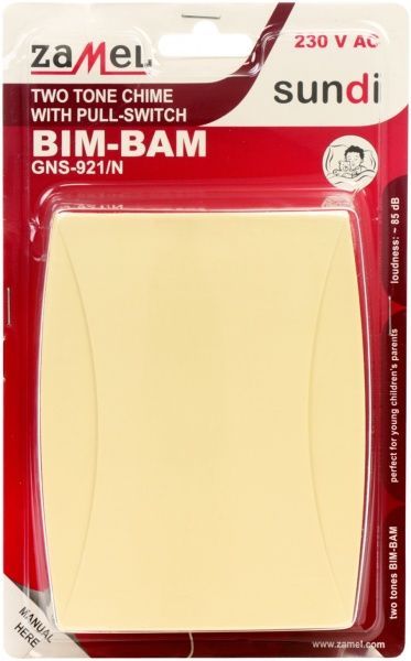 Звонок дверной Zamel с шнурковым выключателем Gong BIM-BAM бежевый GNS-921/N