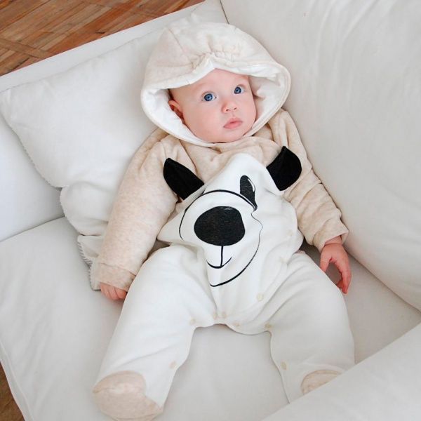 Комбінезон Minikin Ведмедик р.68 білий із бежевим 1816704 