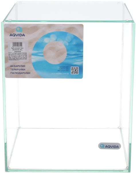 Аквариум Aqvida Куб стеклянный 4мм 20х20х25с накрывным стеклом (10л)