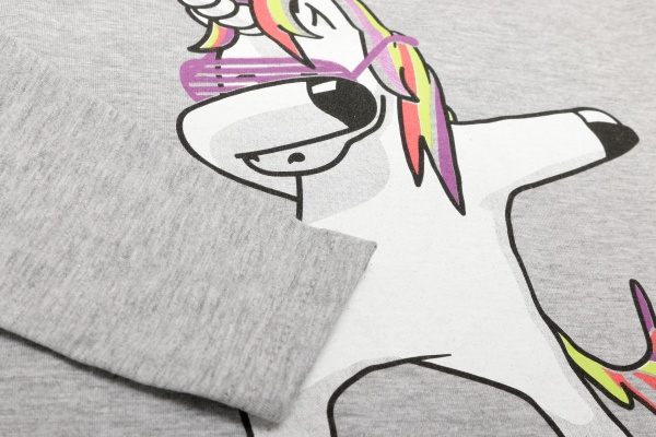 Реглан для дівчинки Luna Kids Dabbing Unicorn р.140 сірий меланж 