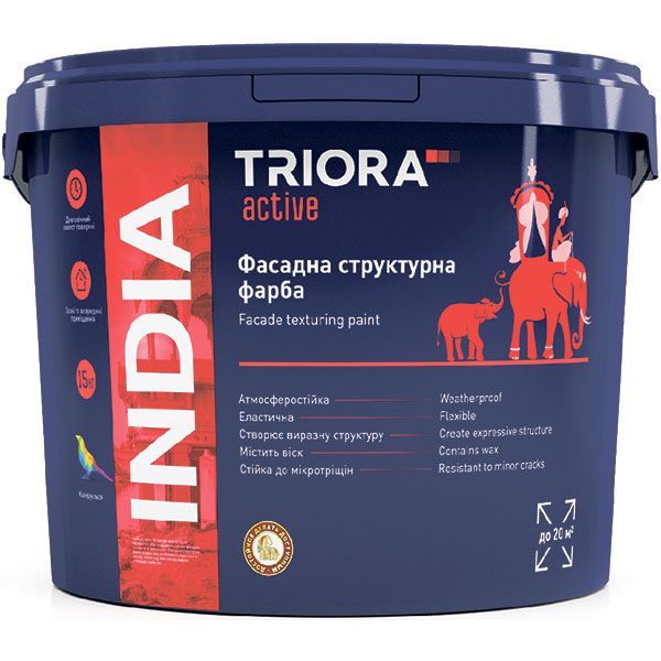 Фарба акрилова структурна Triora India мат білий 15кг