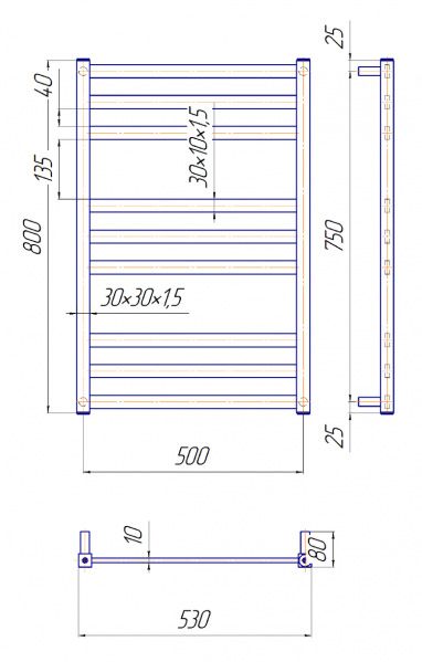 Рушникосушарка водяна Mario Чікаго 800x530/500