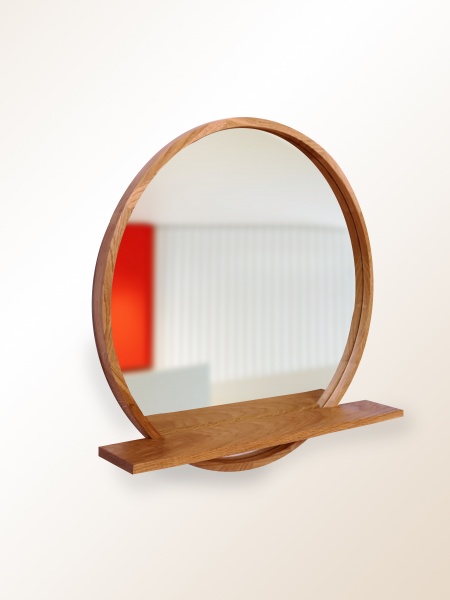 Зеркало с полкой Luxury Wood Sunrise ясень темный D700 мм 