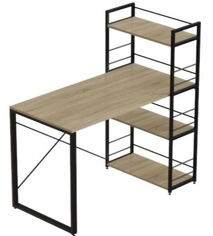 Стол письменный Коннект с этажеркой 1200x600x16 мм дуб сонома/черный 
