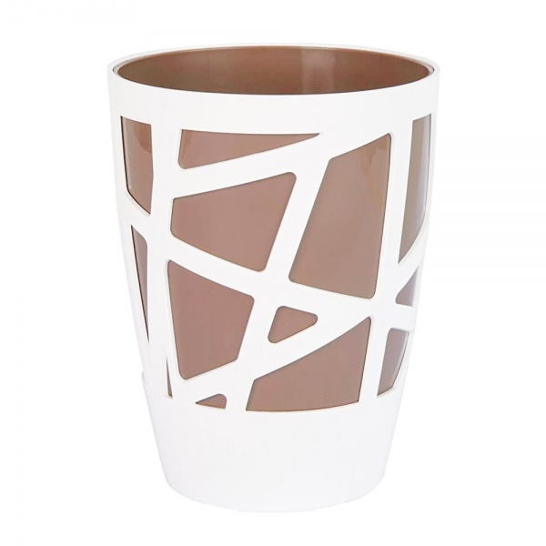 Вазон пластиковый Idel Curve High 13 см круглый 1,9 л коричневый/белый (730621) 